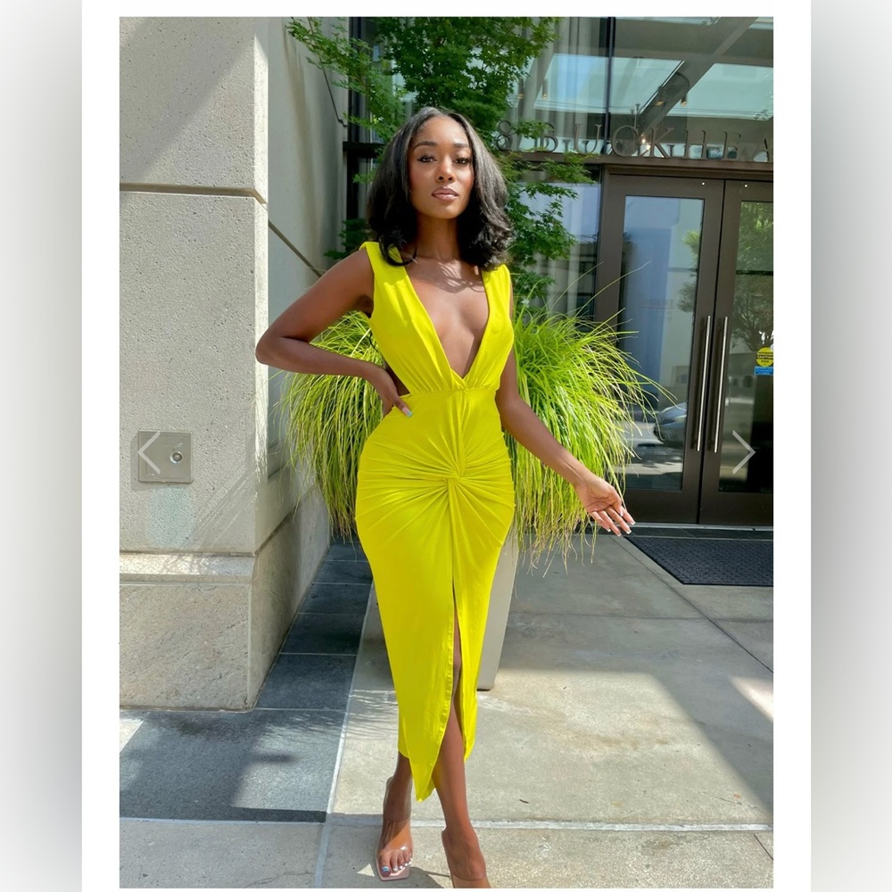 Plunge Key Lime Dress